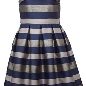 Bonnie Jean Navy and Silver Striped Dress